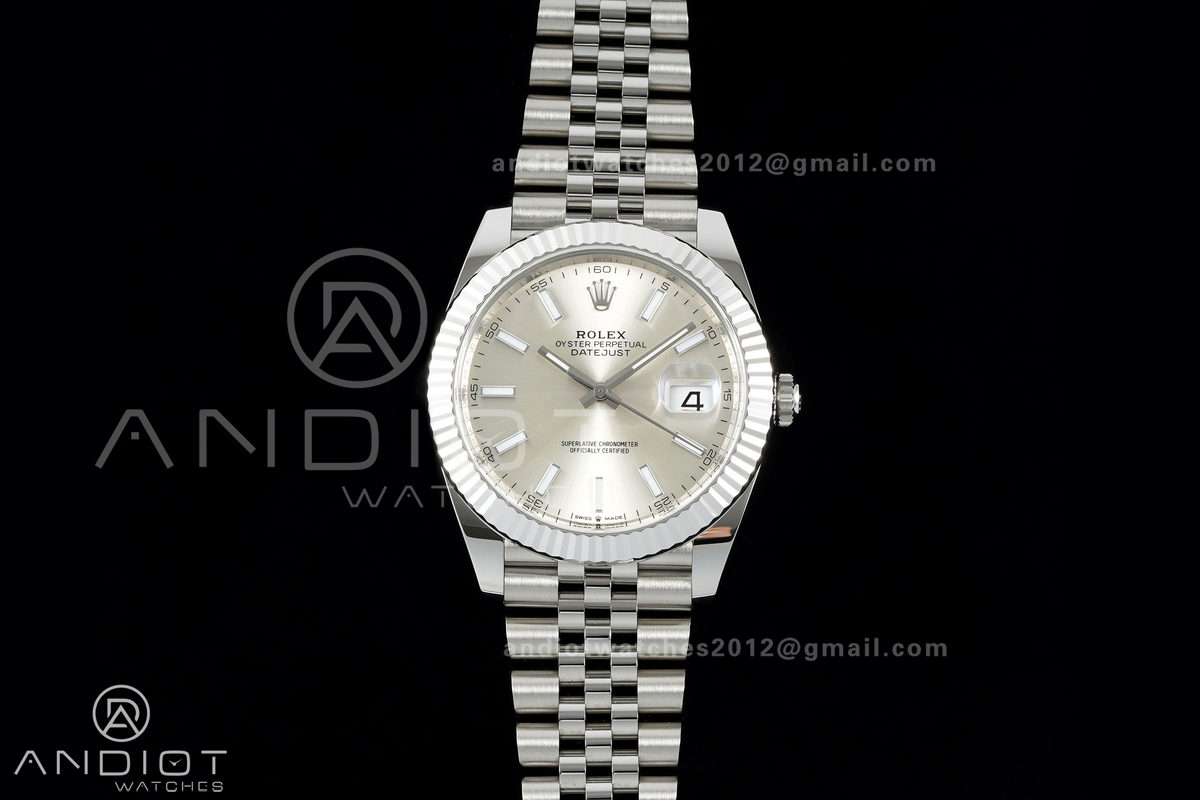 DateJust 41 126334 Clean Plus 1:1 Best Edition Silver Stick Dial on Jubilee Bracelet DD3235